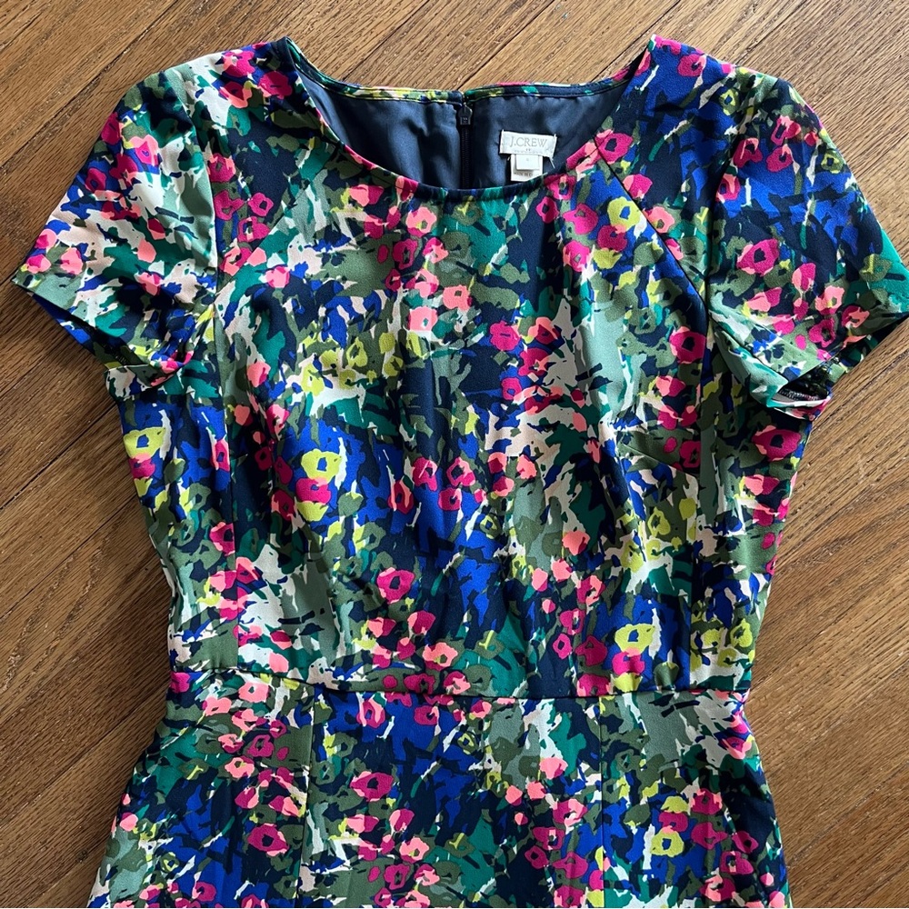 J.Crew Factory Printed Flutter Shirt Dress Floral Print Size 4 - Picture 2 of 8